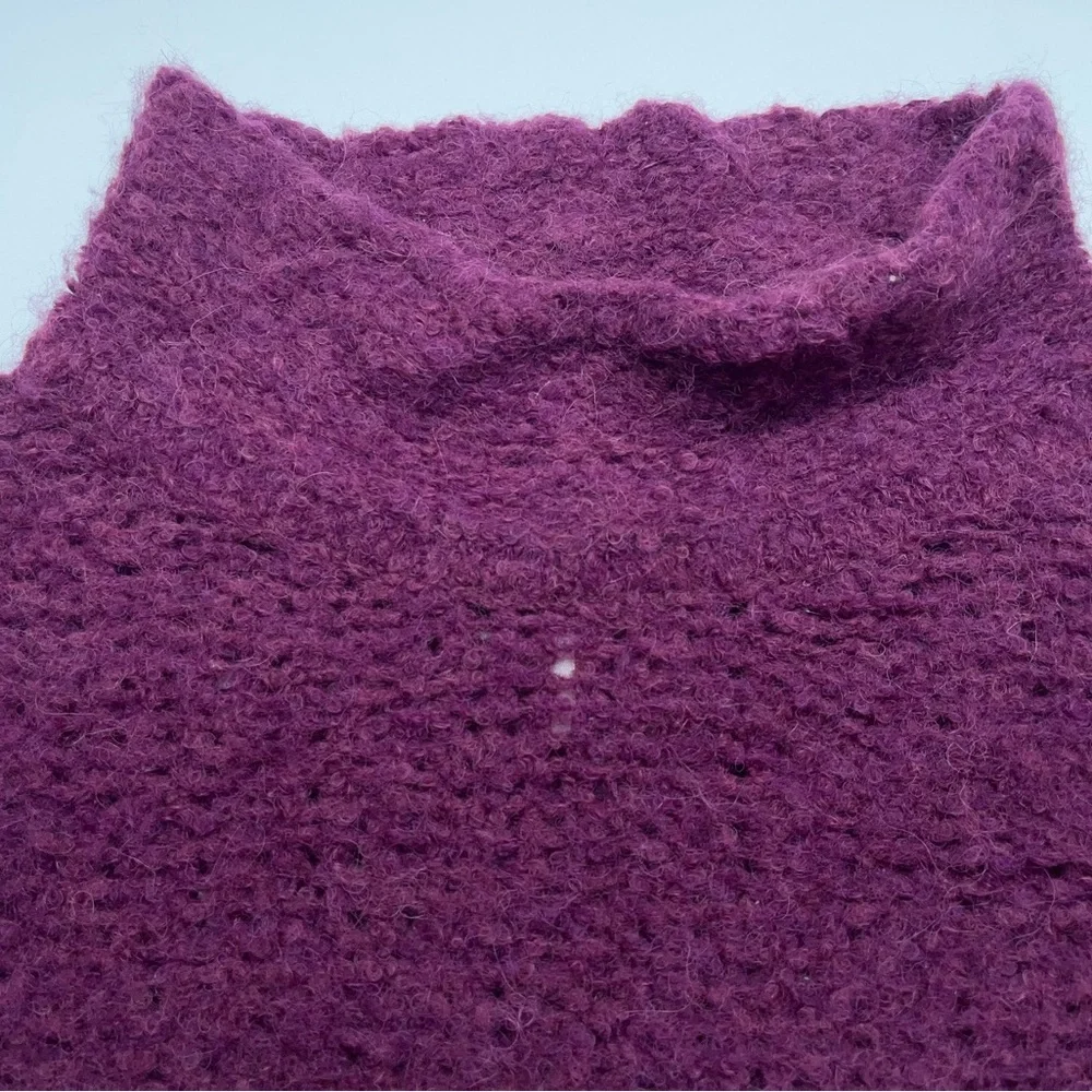 Free People Alpaca Chunky Knit Sweater Womens XS Oversized Mock Neck Lavender